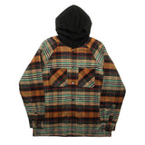 men fall outfits West Bank Thickened Brushed Flannel Warm Quilted Hooded Plaid Shirt Shirt Coat