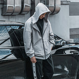 guys fashion casual Sports Jacket Men's Autumn and Winter Casual Knitted Distressed All-Match Fashion Brand Hooded Loose Zipper Cardigan Sweater