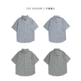 boy outfits Summer 2024 New Japanese Plaid Short-Sleeved Shirt for Boys Trendy All-Match Loose Ruan Handsome Casual Shirt