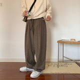 masc outfits Spring and Summer Draping Loose Casual Suit Pants Men's Japanese Retro Small Plaid Trousers