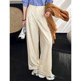 2024 fall fashion trends Orange Zhi 2024 Spring Korean Style High Waist Wide Leg Pants New Elegant Retro Hong Kong Style Loose Casual Pants for Women 63030