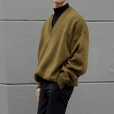 fall fits men Autumn V-neck Sweater Men's Korean-Style Loose Lazy Sweater for Outer Wear Student Japanese Long Sleeve Coat Fashion