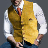 mens costumes Fashion Simple Men's Vest Vest Business plus Size Formal Casual Plaid Single-Breasted