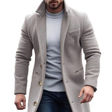 mens winter fashion 2024 Woolen Coat Men's Mid-Length Woolen Coat Slim Fit Suit Collar Trench Coat