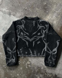 fall fits men Gothic Printed Black Gray Pullover Sweater Ripped Ripped Street Fashion New Men's and Women's Sweater