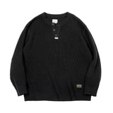 men fall outfits Madden Workwear American Retro Knitted Henry Shirt Ameikaji Vertical Striped Pullover Men's Autumn and Winter