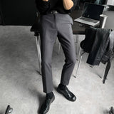 business casual men New Pants Men's Korean-Style Fashionable Slim Fit Youth Fashionable Business Casual Pants Draping Stretch Cropped Pants