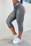 GORUNRUN Plain Casual Tight Capris Leggings