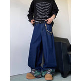 masc outfits Curling Wide-Leg Jeans Men's and Women's American-Style Retro Washed Niche Versatile Loose Casual Straight Trousers