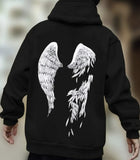 guys fashion casual Dark Style Personalized Wings 3D Digital Printing Men's Hooded Sweater round Neck Sweater