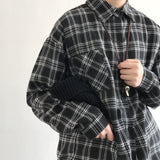 tomboy fits Fashion Plaid Shirt Men's Niche Versatile Casual Top Coat Women's Spring and Autumn Japanese Retro High Street Long Sleeve Shirt