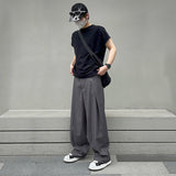 masc outfits 2024 Loose Straight Mop Pants Suit Long Pants Men's Trendy Draping Suit Pants Leaf Bold