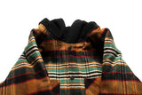 men fall outfits West Bank Thickened Brushed Flannel Warm Quilted Hooded Plaid Shirt Shirt Coat