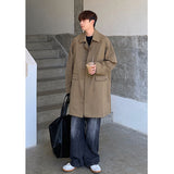 winter outfits men Korean Style Light Business Commuter Long Coat Men's Simple Lapel Elegant Windbreaker Quality Men's Clothing