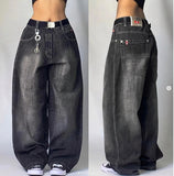 90s streetwear Fashion Brand Hip Hop Embroidered Large Pocket Jeans Men's and Women's Y2g High Street Mopping Wide Leg Pants