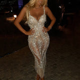 hoco dresses 2024 New Women's EBay Deep V Long Sleeve Sequined Dress Dress