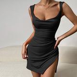 hoco dresses 2024 Women's Dress Backless Short Skirt Summer Sexy Low Cut Split Dress Women