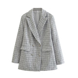 GORUNRUN-Autumn New Women's Clothing Wholesale Tweed Pocket Decoration Retro Long Sleeve Suit Jacket