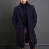 mens winter fashion 2024 Woolen Coat Men's Mid-Length Woolen Coat Slim Fit Suit Collar Trench Coat