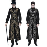 mens costumes New Steampunk Gothic Men's Long Vest Medieval Coat Jacquard Waistcoat Halloween Clothing