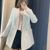 GORUNRUN-Autumn New Women's Clothing Wholesale Tweed Pocket Decoration Retro Long Sleeve Suit Jacket