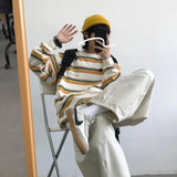 masc outfits INS Super Popular New Popular Striped Long-Sleeved T-shirt Men's Spring and Autumn Dark Style Mid-Length Contrast Color Student Loose Top