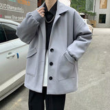 winter outfits men Woolen Coat Men's Short Korean Style Trendy Black Women's Coat Winter Thickened New British Style Clothes