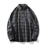 masc outfits 2024 New Men's Long-Sleeved Plaid Shirt Hong Kong Style Ins Fashion Loose plus Size Casual Shirt Men