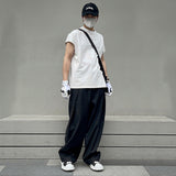 masc outfits 2024 Loose Straight Mop Pants Suit Long Pants Men's Trendy Draping Suit Pants Leaf Bold