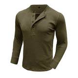 mens outfits Autumn and Winter Men's Long-Sleeved round Neck T-shirt Men's Slim Fit Henley Shirt Casual Top