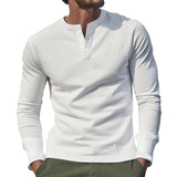 mens outfits 2024 Autumn and Winter Long-Sleeved T-shirt Men's T-shirt Twill Henry Collar Fashion Men's Casual Solid Color Bottoming Shirt