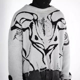 fall fits men Autumn and Winter Y2g Sweater Texture Dark Gothic Style Loose Trendy round Neck Jacquard Sweater