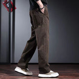 men fall outfits Autumn and Winter High-End Overalls Men's Loose Straight Trousers Simple Retro Fleece-lined Men's Casual Pants Fashion