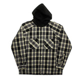 men fall outfits West Bank Thickened Brushed Flannel Warm Quilted Hooded Plaid Shirt Shirt Coat