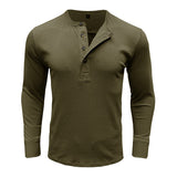 mens outfits Autumn and Winter Men's Long-Sleeved round Neck T-shirt Men's Slim Fit Henley Shirt Casual Top