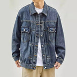 guys fashion casual Spring and Autumn Retro Denim Coat Men's Fashion Brand Loose Casual Lapel Single-Breasted Workwear Jacket for Boys