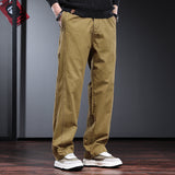 men fall outfits Autumn and Winter High-End Overalls Men's Loose Straight Trousers Simple Retro Fleece-lined Men's Casual Pants Fashion