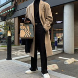 fall fashion Winter Handsome Thickened Woolen Coat Men's Korean-Style Drop-Shoulder Woolen Trench Coat Elegant Casual Coat Fk800