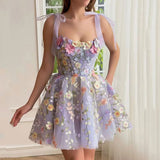 GORUNRUN- Women's Fashion Three-dimensional Flower Embroidery Hip-wrapped Sexy Suspender Dress