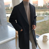 mens winter fashion Woolen Coat Men's Mid-Length Winter Thickened Korean Style Trendy Woolen Trench Coat Double-Sided Woolen Coat