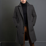 mens winter fashion 2024 Woolen Coat Men's Mid-Length Woolen Coat Slim Fit Suit Collar Trench Coat