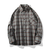 masc outfits 2024 New Men's Long-Sleeved Plaid Shirt Hong Kong Style Ins Fashion Loose plus Size Casual Shirt Men