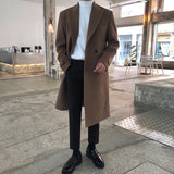 mens winter fashion Woolen Coat Men's Mid-Length Winter Thickened Korean Style Trendy Woolen Trench Coat Double-Sided Woolen Coat