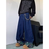 masc outfits Curling Wide-Leg Jeans Men's and Women's American-Style Retro Washed Niche Versatile Loose Casual Straight Trousers