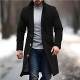 mens winter fashion 2024 Woolen Coat Men's Mid-Length Woolen Coat Slim Fit Suit Collar Trench Coat