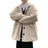 winter outfits men Woolen Coat Men's Short Korean Style Trendy Black Women's Coat Winter Thickened New British Style Clothes