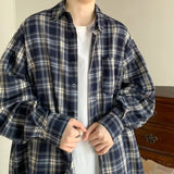 men fall outfits casual Japanese Retro Plaid Shirt Men's Long Sleeve Spring and Autumn New Loose Casual High-Grade Men's Shirt Jacket