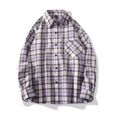 masc outfits 2024 New Men's Long-Sleeved Plaid Shirt Hong Kong Style Ins Fashion Loose plus Size Casual Shirt Men