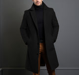 mens winter fashion 2024 Woolen Coat Men's Mid-Length Woolen Coat Slim Fit Suit Collar Trench Coat