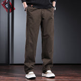 men fall outfits Autumn and Winter High-End Overalls Men's Loose Straight Trousers Simple Retro Fleece-lined Men's Casual Pants Fashion